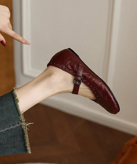 Dames Platte Schoenen Met Gesp En Klinknagels 3