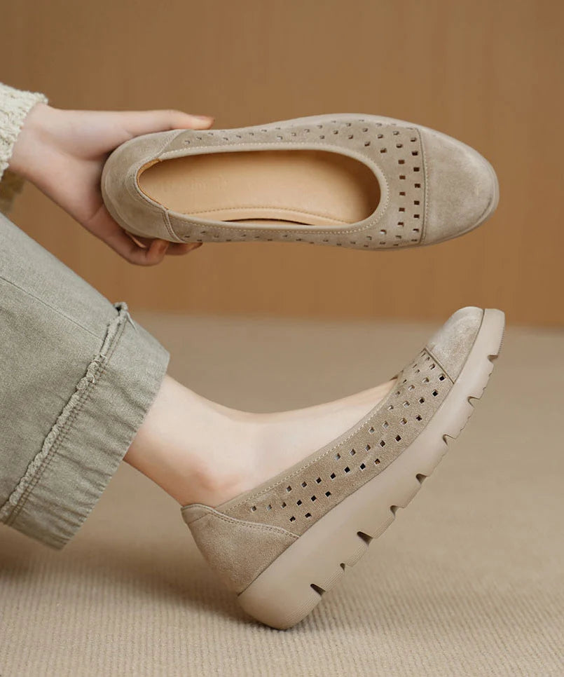 Dames Platte Schoenen Retro Stijl Met Open Details 0