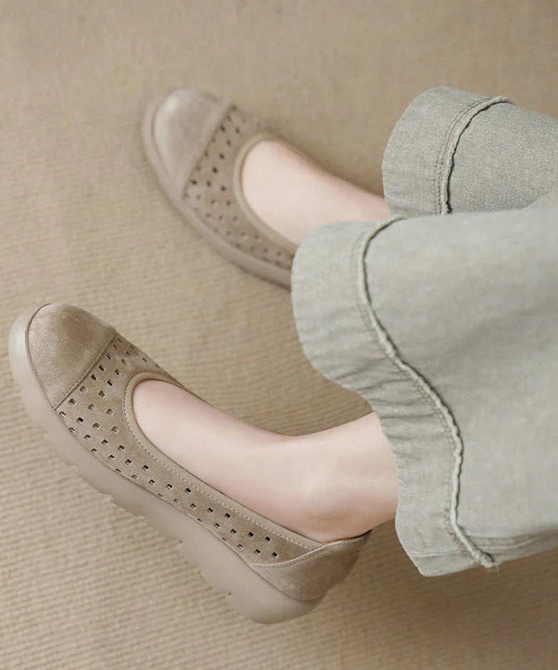 Dames Platte Schoenen Retro Stijl Met Open Details 2