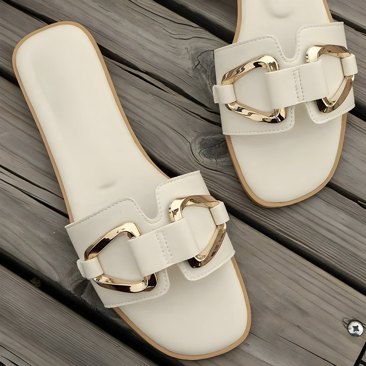 Dames Platte Schoenen met Gouden Gesp 2