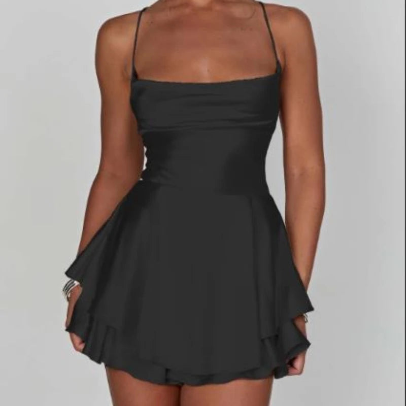 Dames Playsuit Mouwloos met Cross Tie-Up Rug 6