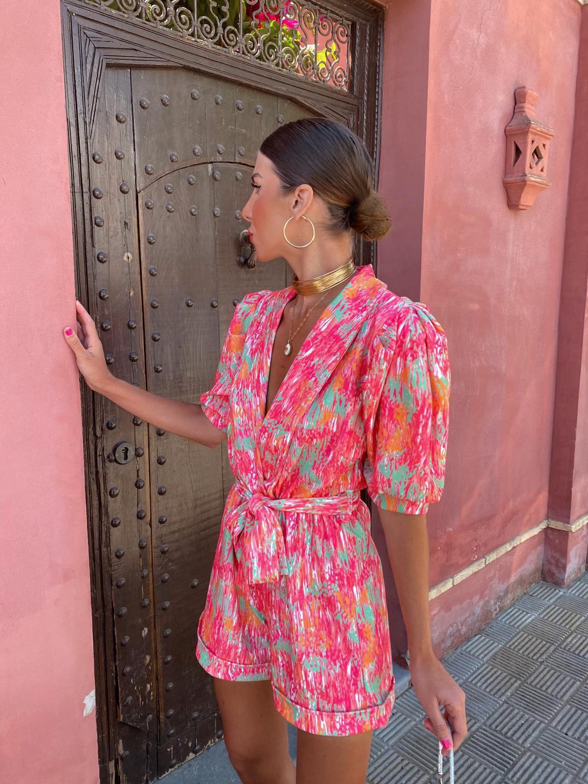 Dames Playsuit met Pofmouwen en Gekruiste Halslijn 3