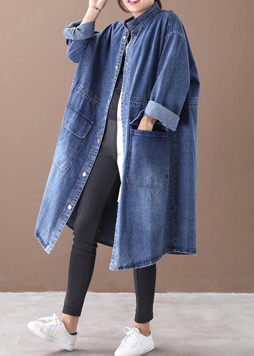 Dames Plus Size Box Coat met Staande Kraag en Trekkoord 2