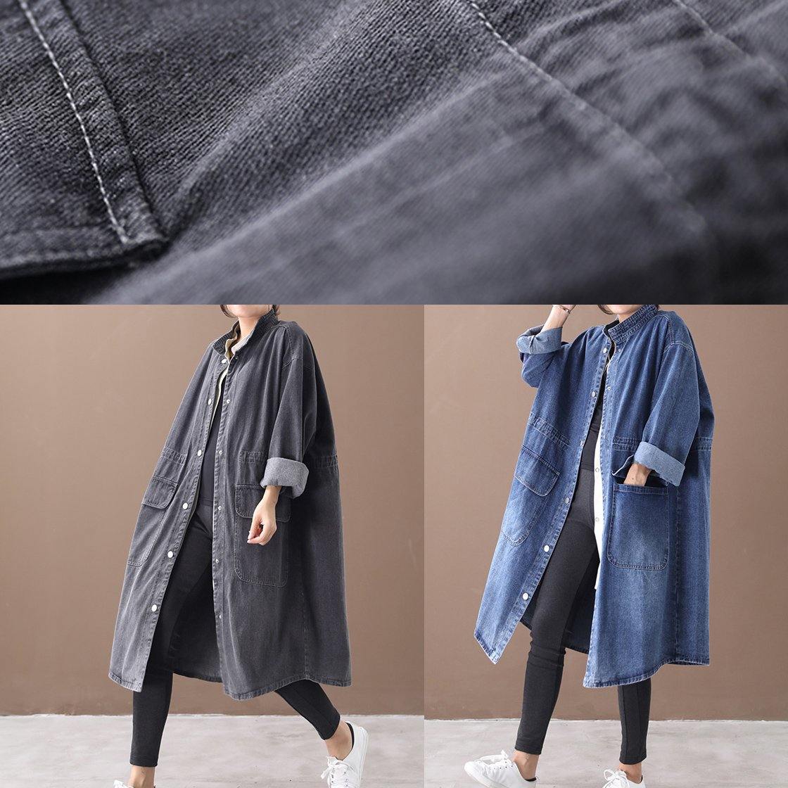 Dames Plus Size Box Coat met Staande Kraag en Trekkoord 4