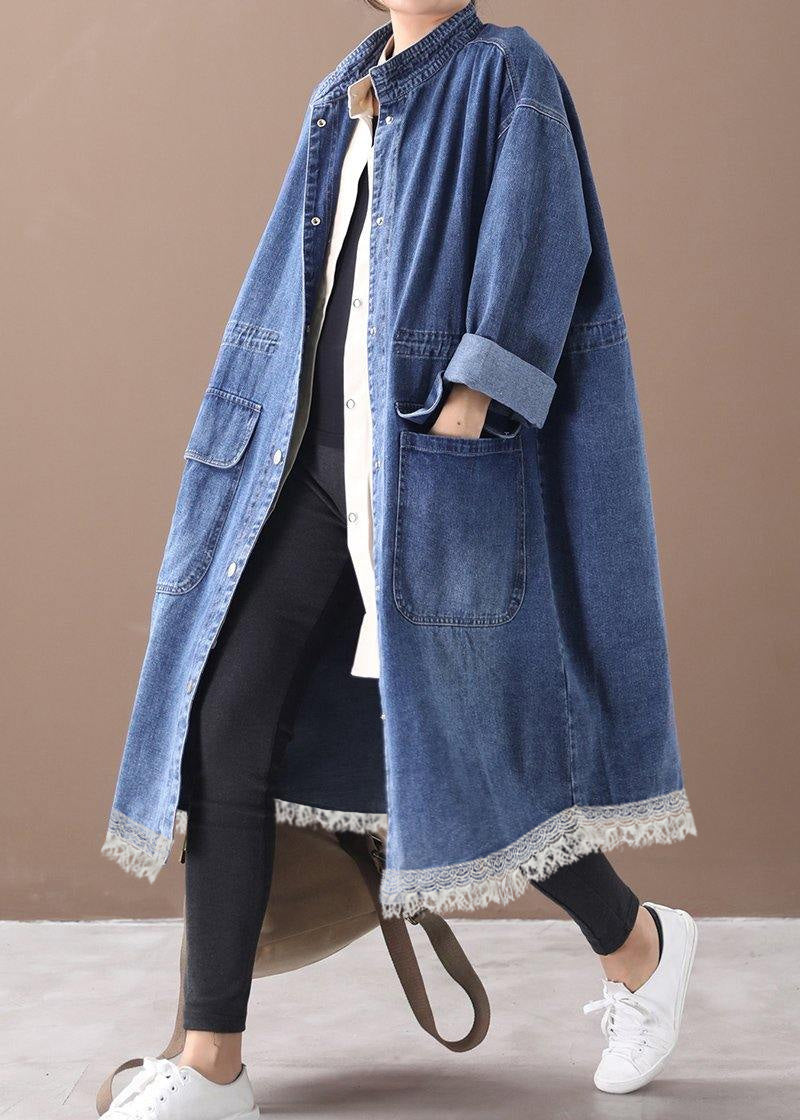 Dames Plus Size Box Coat met Staande Kraag en Trekkoord 6
