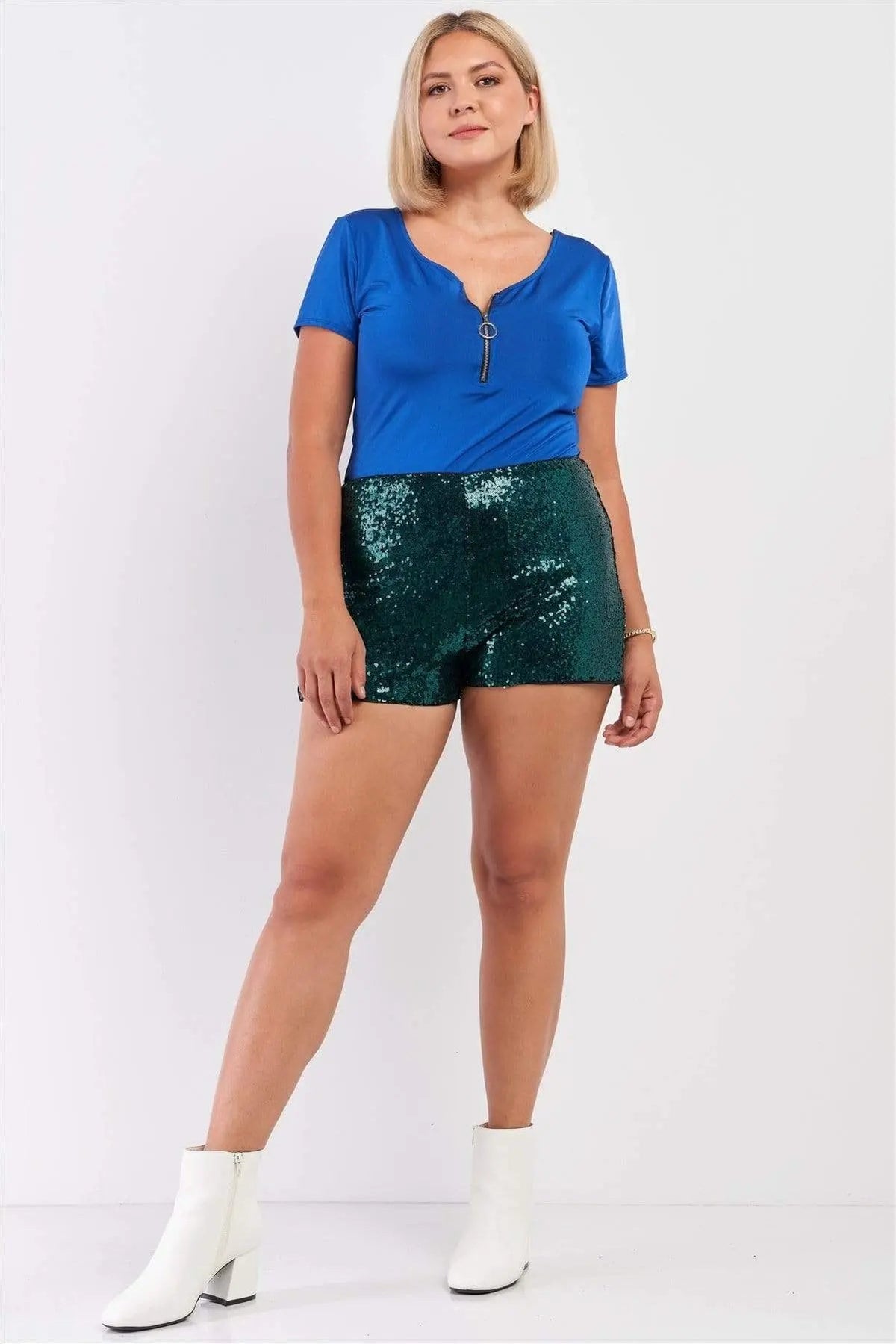 Dames Plus Size Mini Shorts Hoge Taille Pailletten Polyester 4