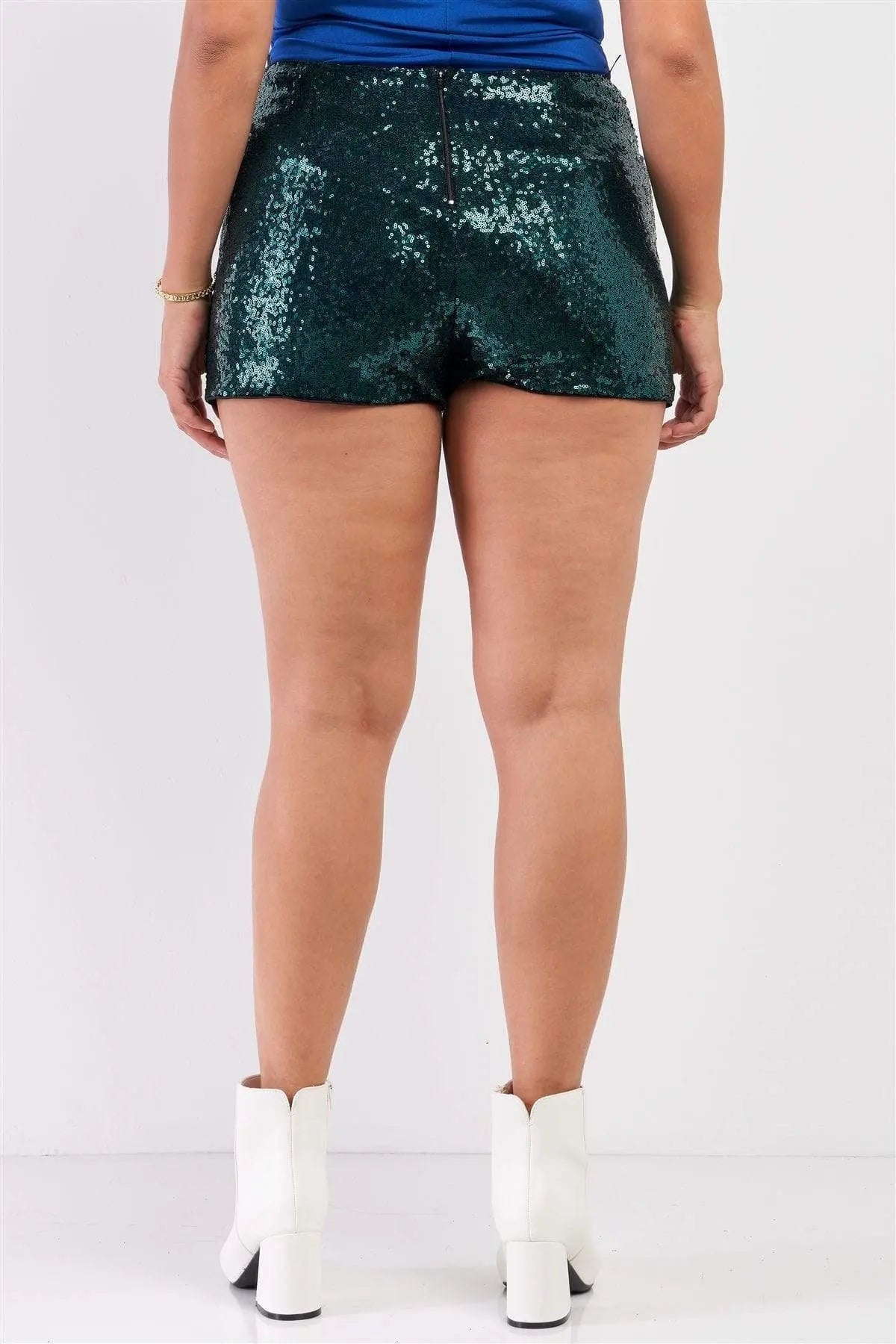 Dames Plus Size Mini Shorts Hoge Taille Pailletten Polyester 5