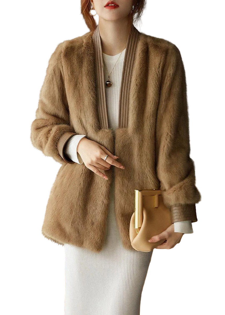 Dames Plus Size V-Hals Lange Mouwen Bontjas 0