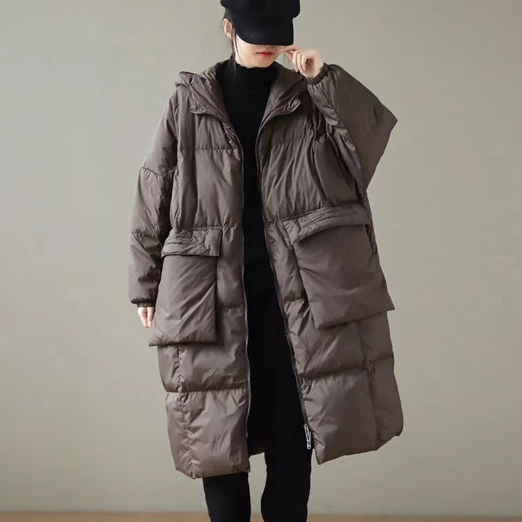 Dames Plus Size Winterjas met Capuchon en Ritszakken 2