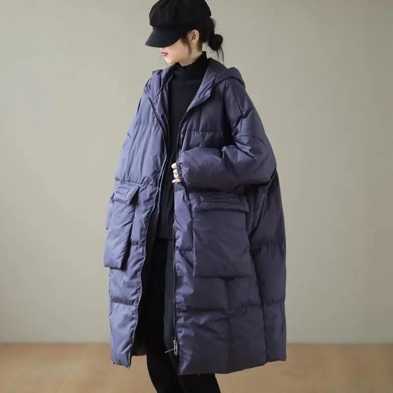 Dames Plus Size Winterjas met Capuchon en Ritszakken 3