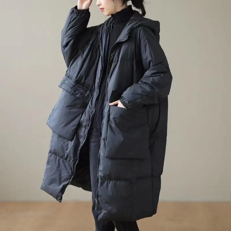 Dames Plus Size Winterjas met Capuchon en Ritszakken 5