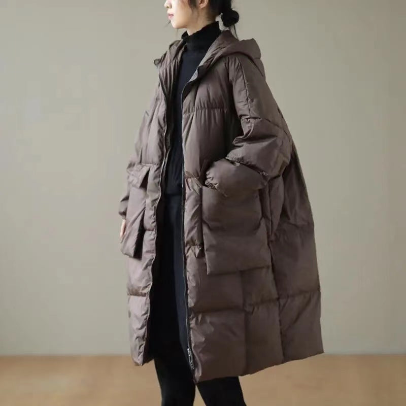 Dames Plus Size Winterjas met Capuchon en Ritszakken 9