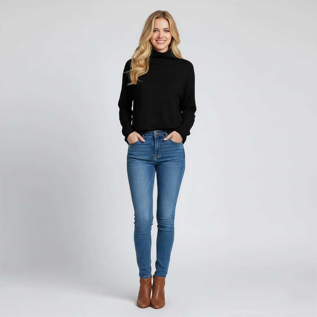 Dames Pullover met Hoge Hals en Lange Mouwen 1