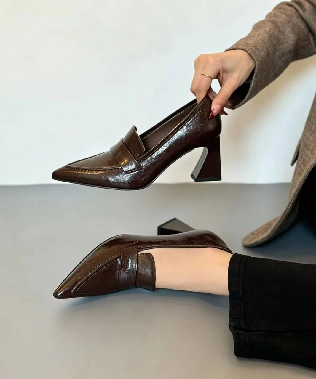 Dames Pumps Vintage Stijl Met Spitse Neus 3