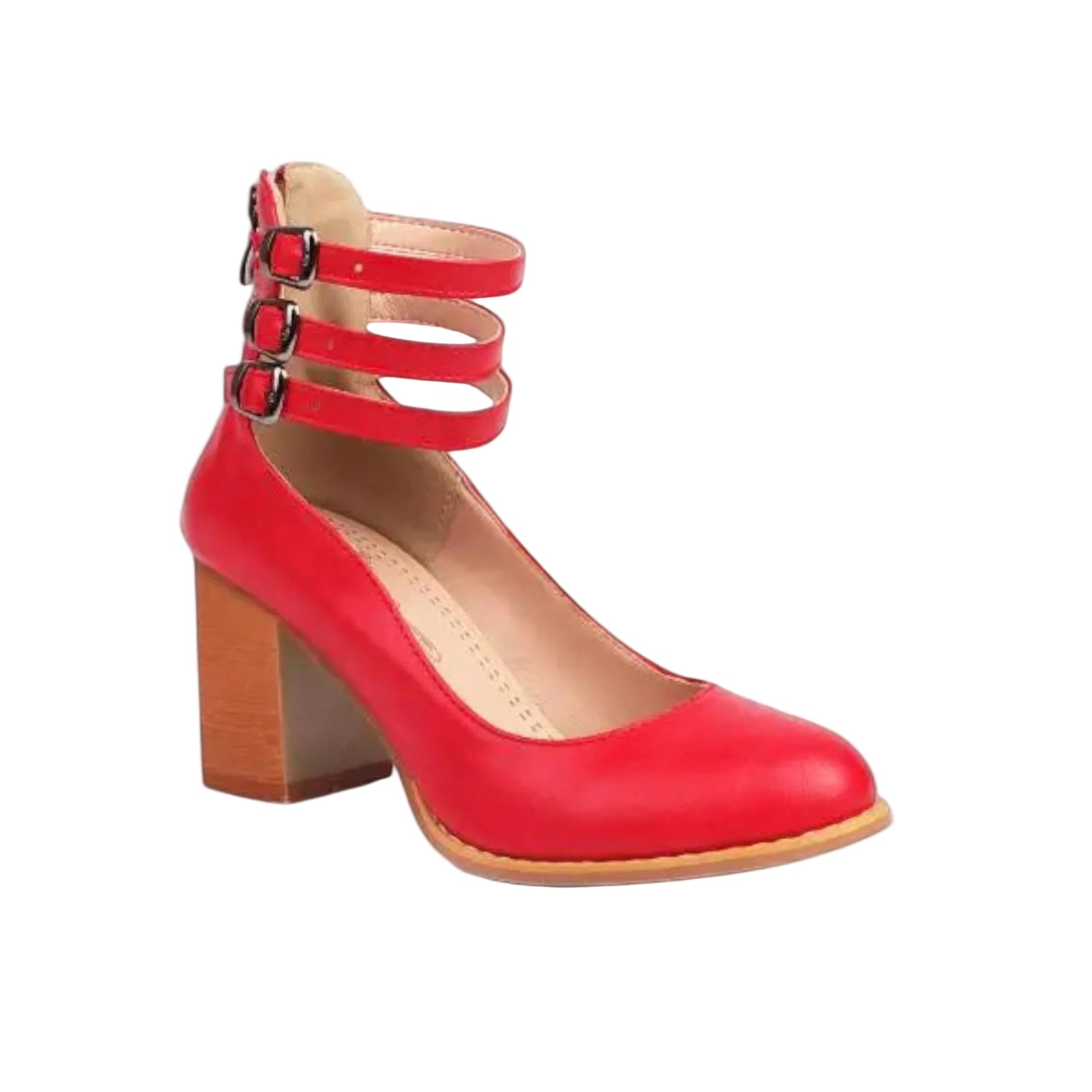Dames Pumps met Enkelbandjes en Blokhak 0