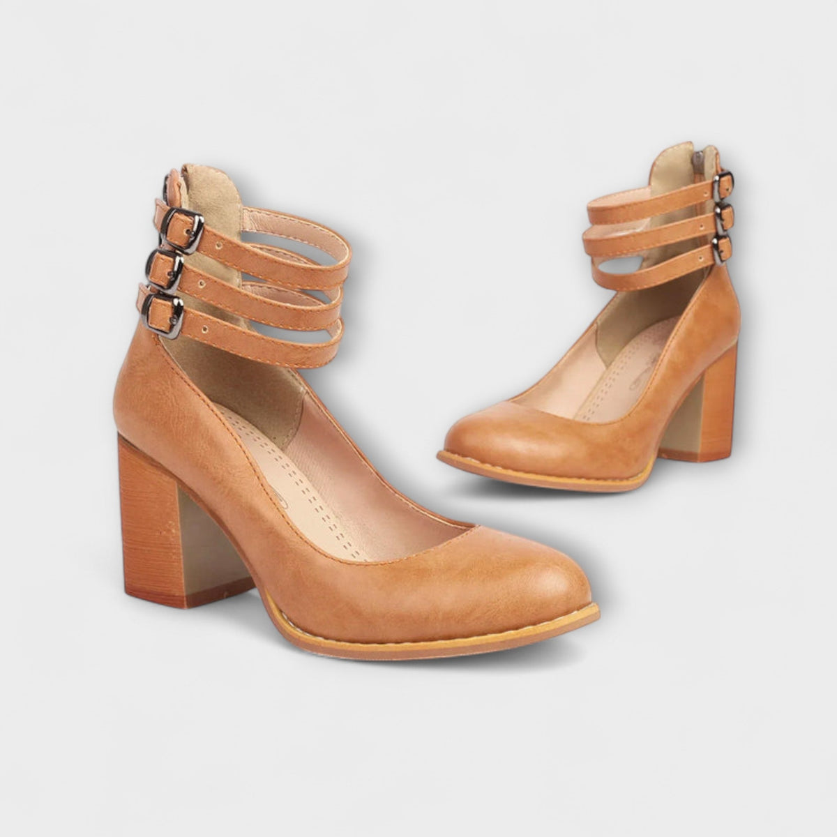 Dames Pumps met Enkelbandjes en Blokhak 2