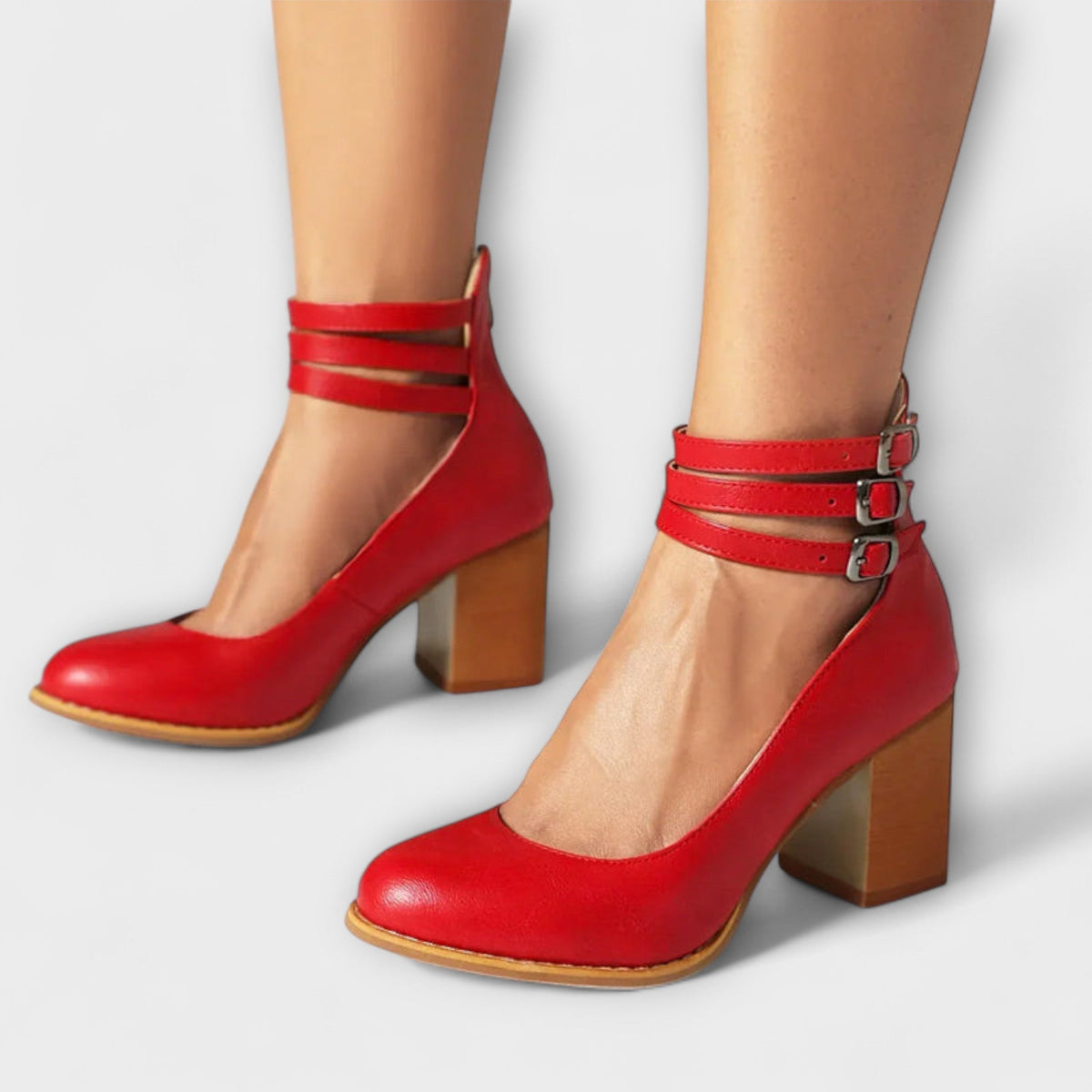 Dames Pumps met Enkelbandjes en Blokhak 3