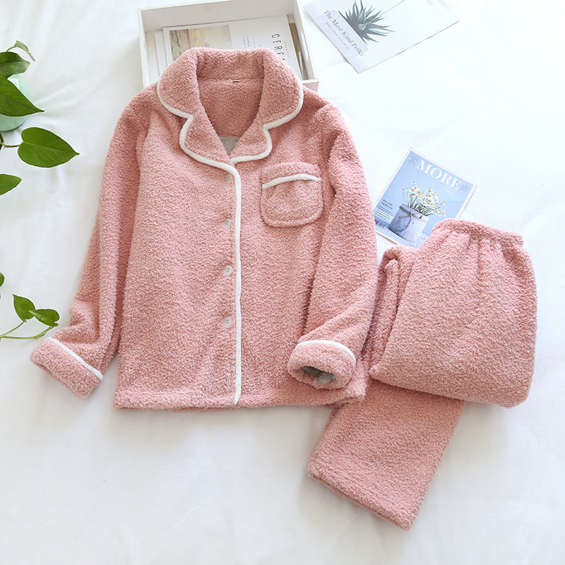 Dames Pyjama Set Comfortabele Pasvorm met Kraag en Elastische Tailleband 2
