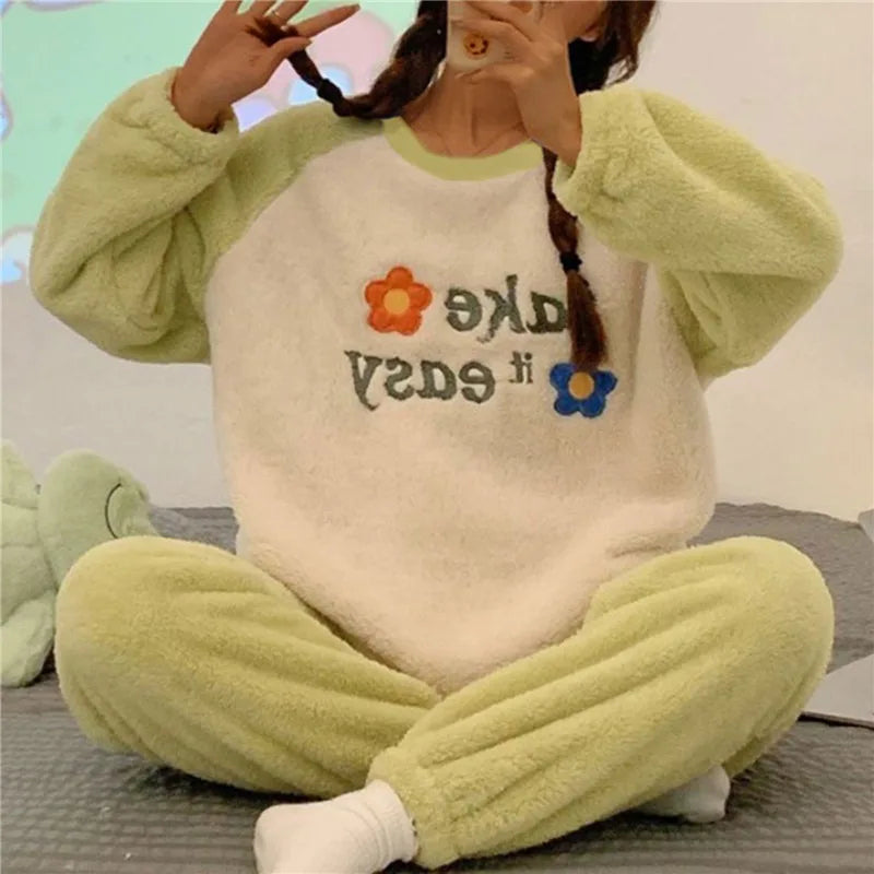 Dames Pyjama Set Zacht Katoen Comfortabel Elegante Pasvorm 2