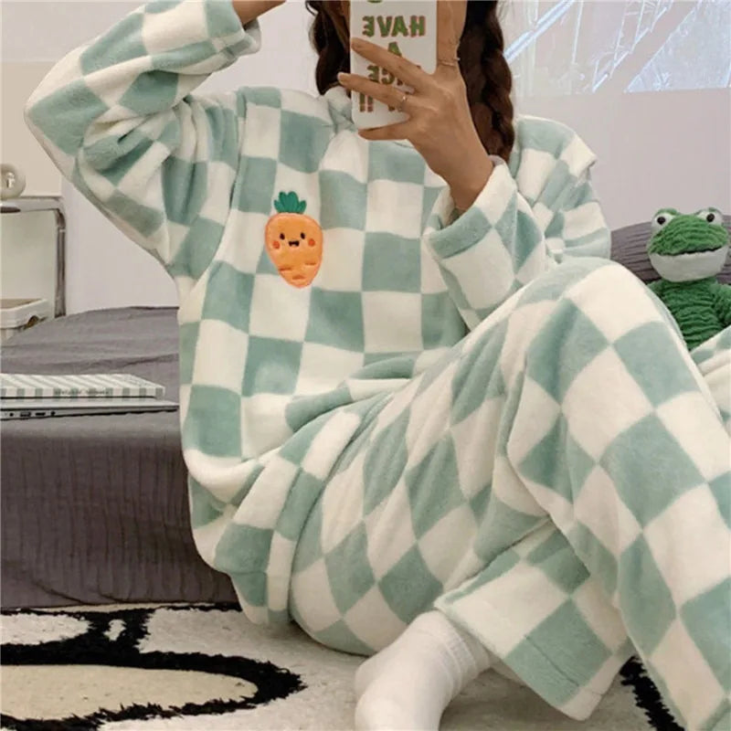Dames Pyjama Set Zacht Katoen Comfortabel Elegante Pasvorm 3