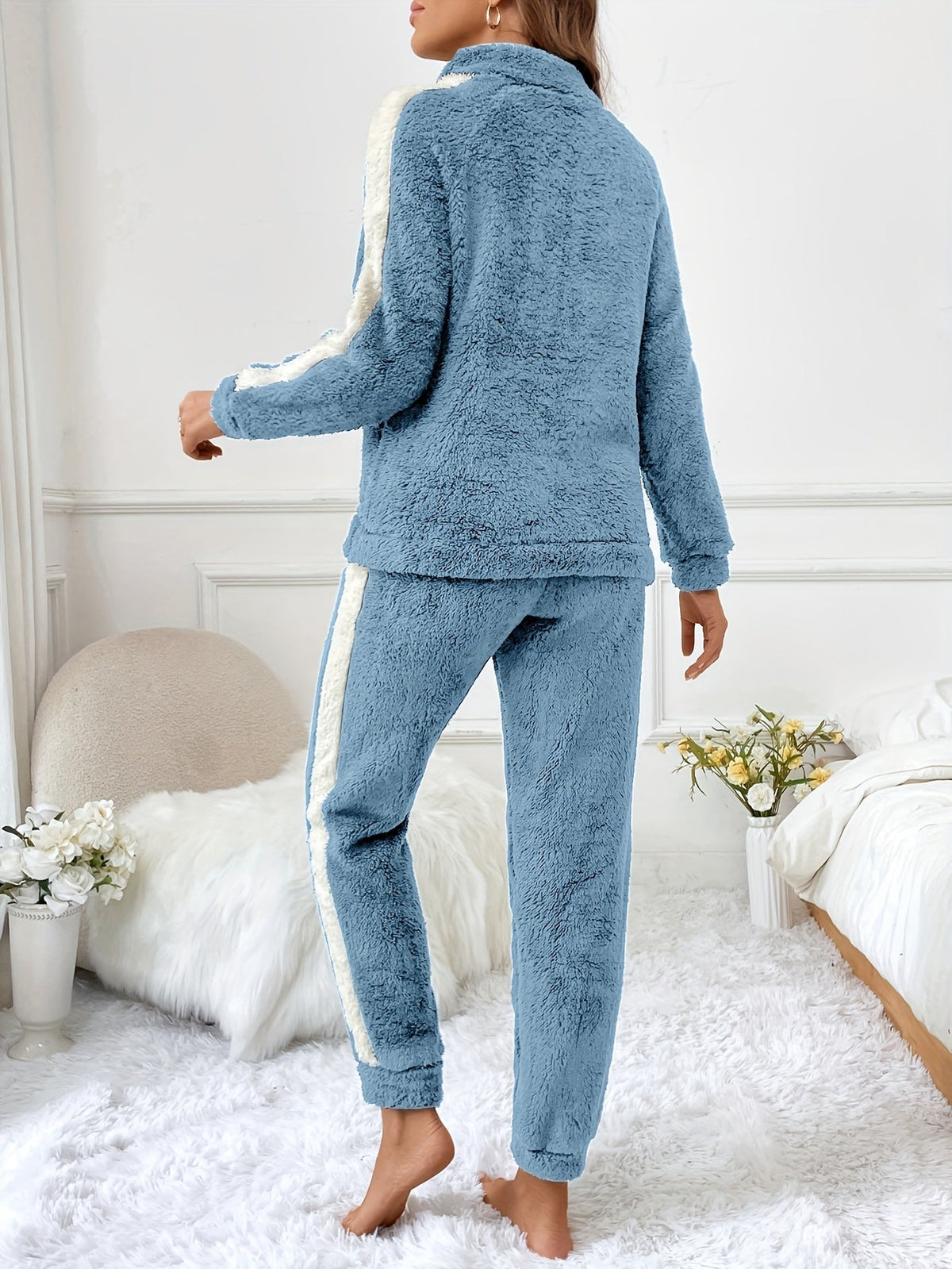 Dames Pyjamaset Trendy Met Halve Rits En Joggingbroek 5