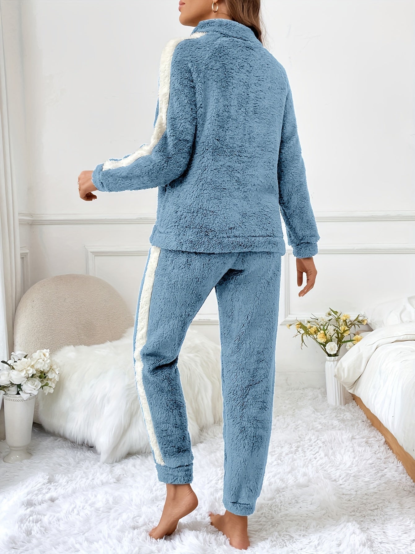 Dames Pyjamaset Trendy Met Halve Rits En Joggingbroek 5