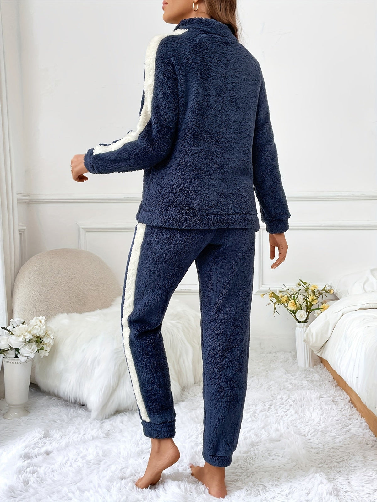 Dames Pyjamaset Trendy Met Halve Rits En Joggingbroek 6