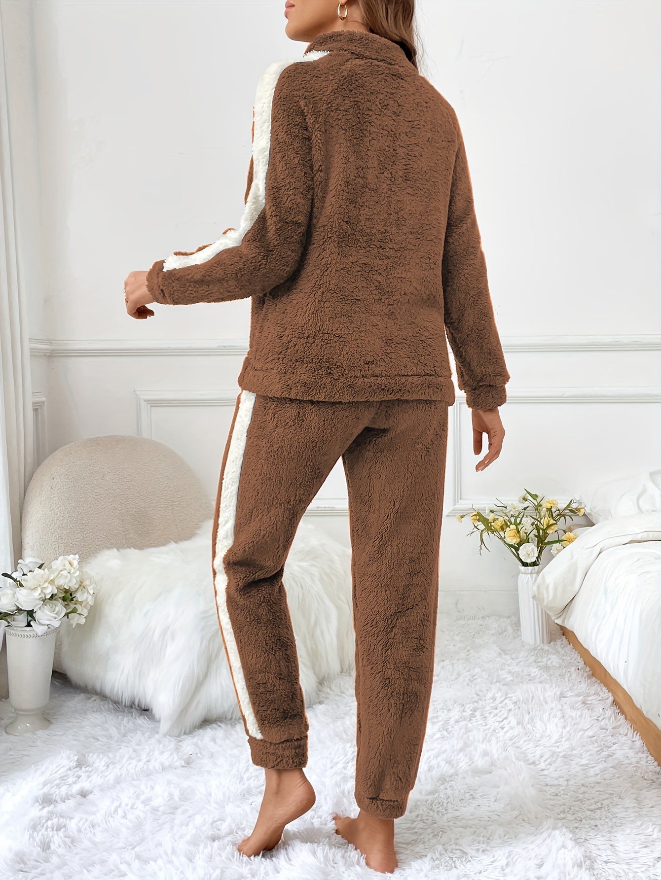 Dames Pyjamaset Trendy Met Halve Rits En Joggingbroek 7