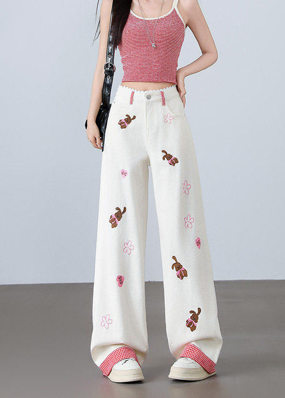 Dames Rechte Broek Geborduurd 2