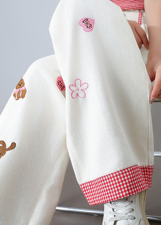 Dames Rechte Broek Geborduurd 4