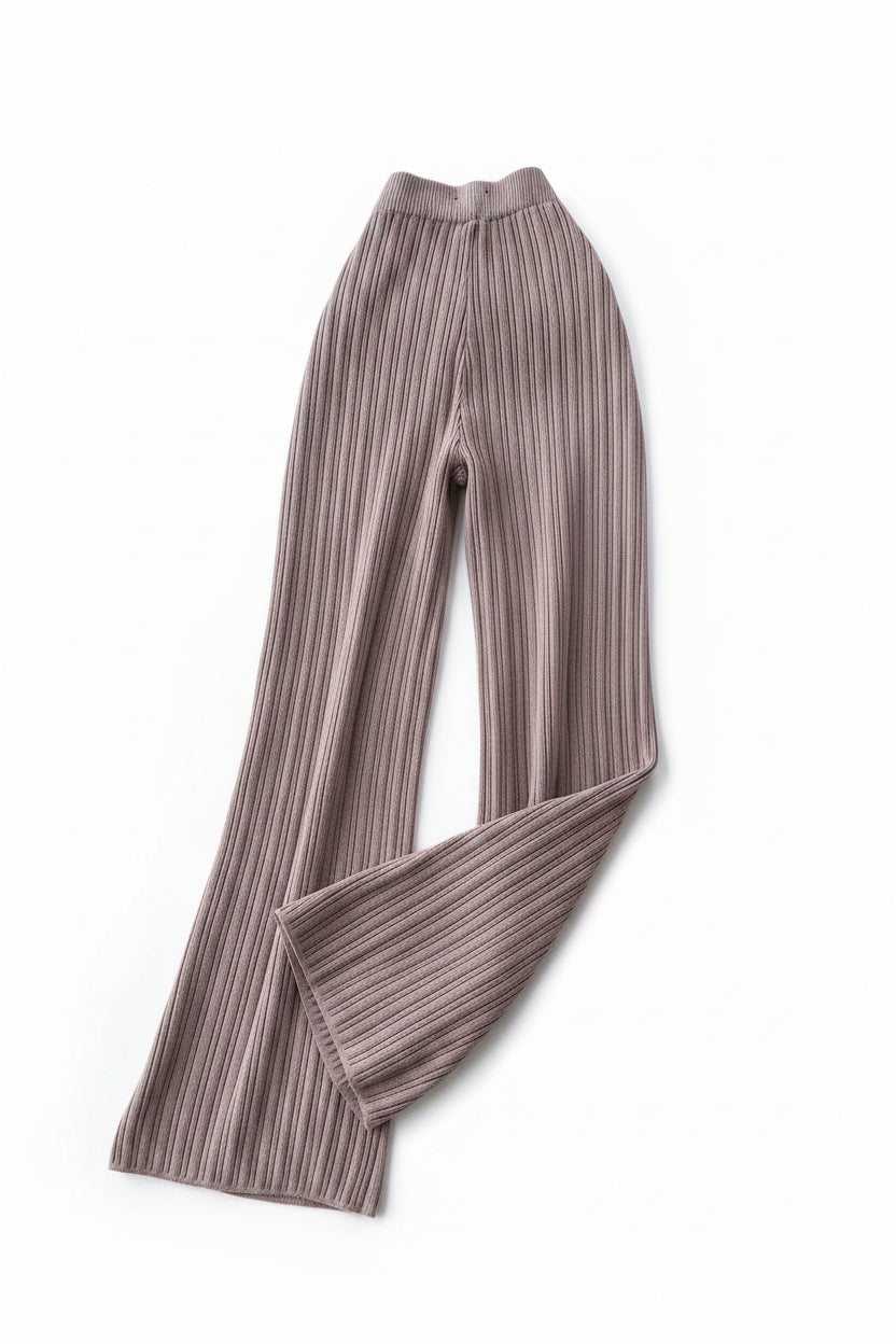 Dames Rechte Broek Hoge Taille Gebreid Herfststijl 0