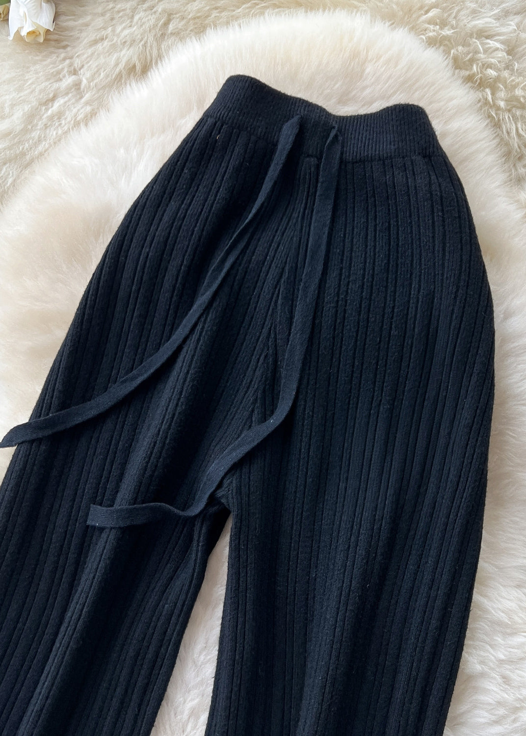 Dames Rechte Broek Hoge Taille Gebreid Herfststijl 4