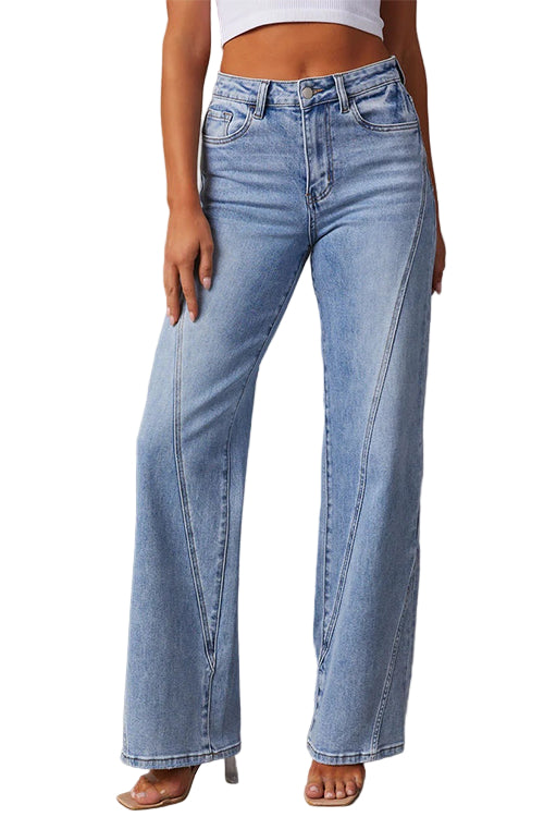 Dames Rechte Jeans met Gesplitste Pijpen 0