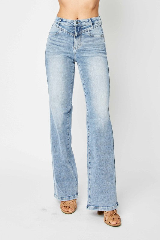 Dames Retro Jeans Hoge Taille Medium Denim 1