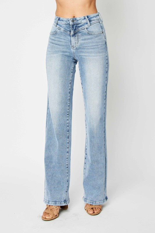 Dames Retro Jeans Hoge Taille Medium Denim 2