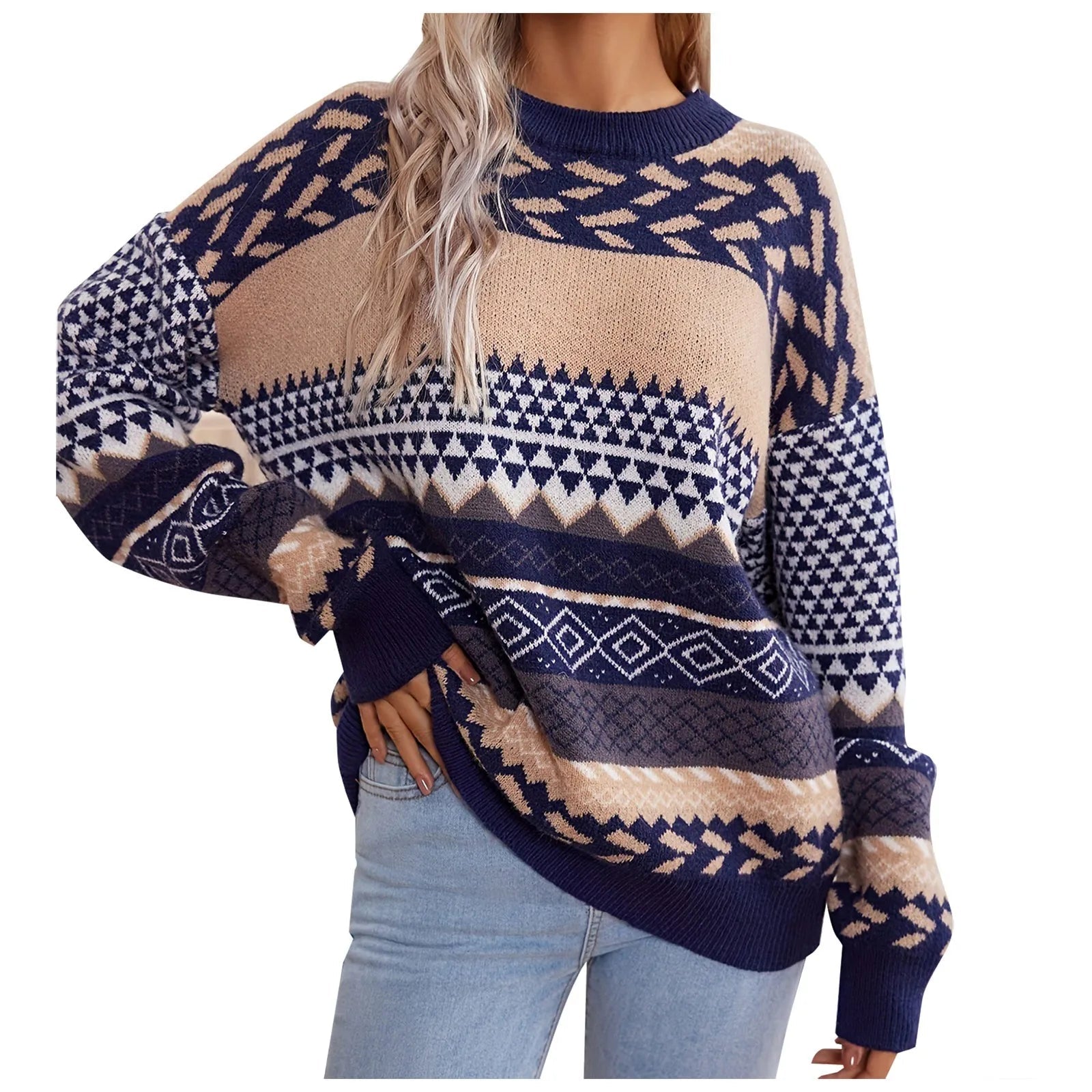 Dames Retro Trui met Contrasterend Design 3