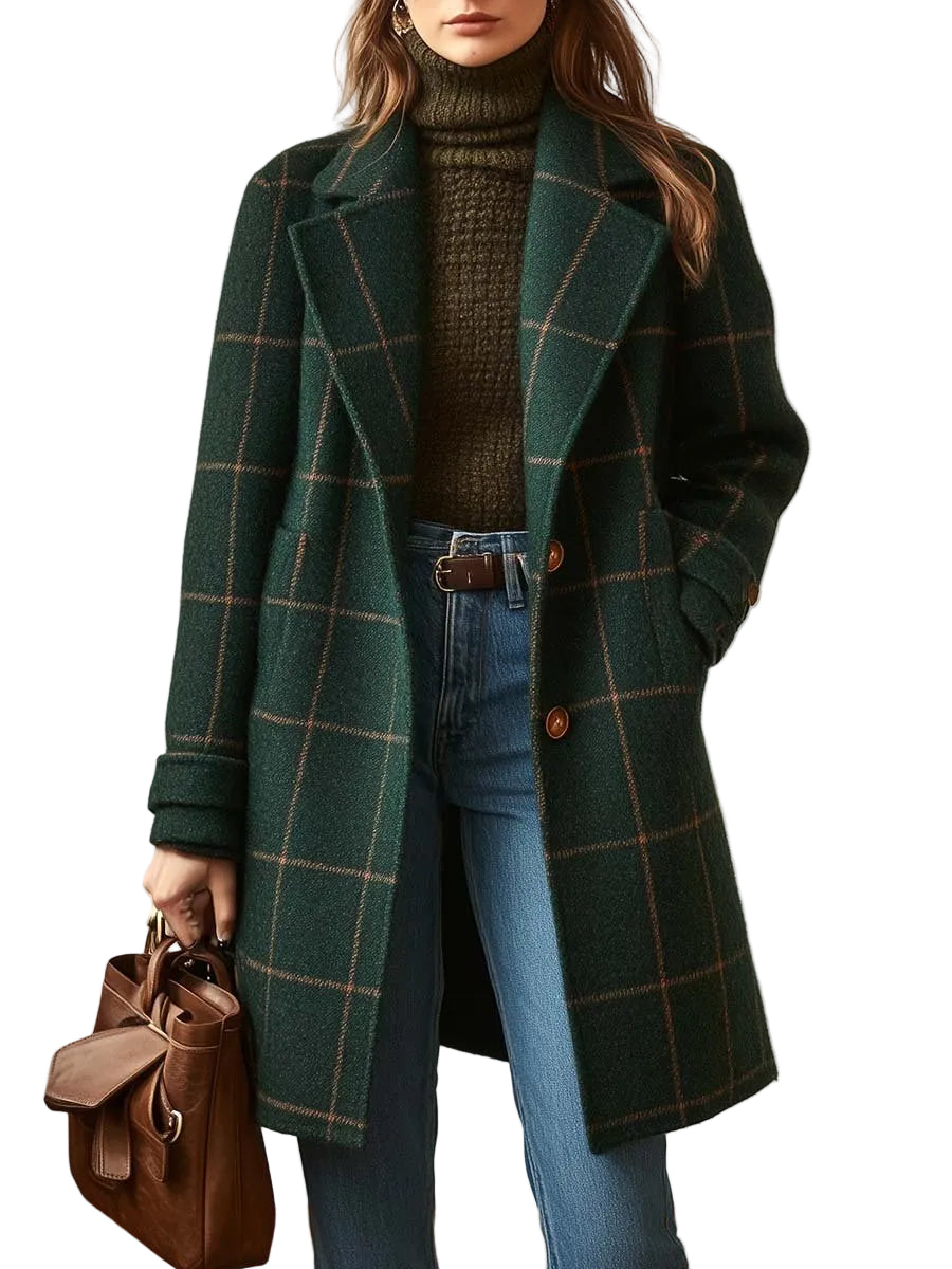 Dames Retro Tweed Jas met Reverskraag 0