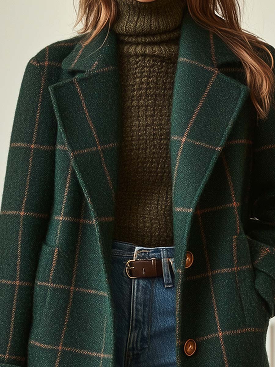 Dames Retro Tweed Jas met Reverskraag 1
