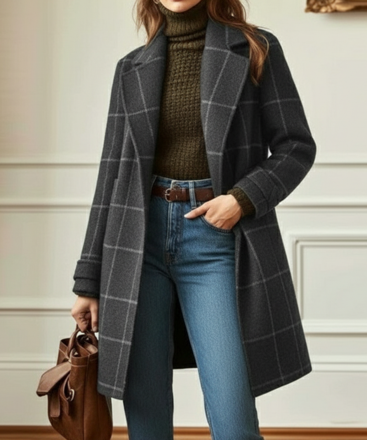 Dames Retro Tweed Jas met Reverskraag 2