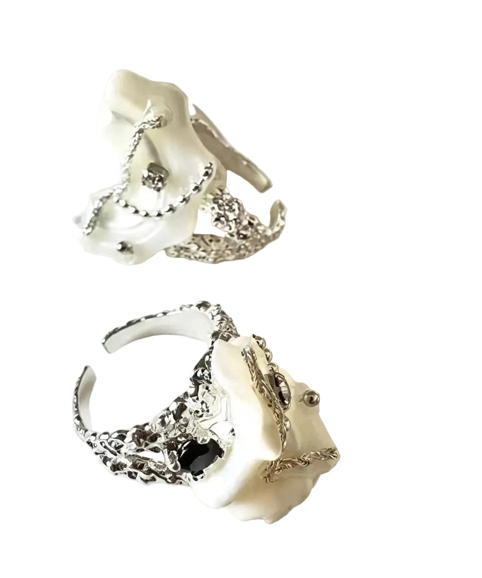 Dames Ring Asymmetrisch Met Zeeschelp Design 4