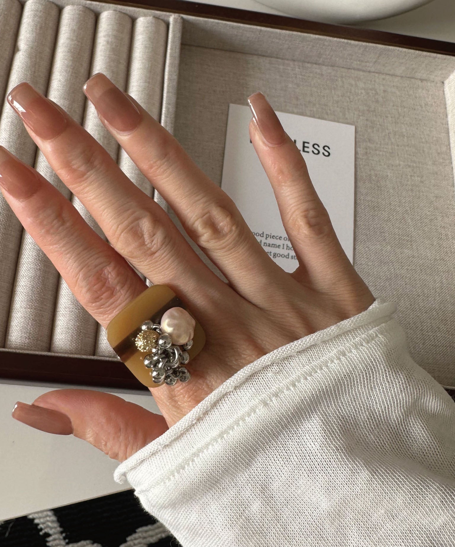 Dames Ring Onregelmatige Kralen Kwastje Design 1