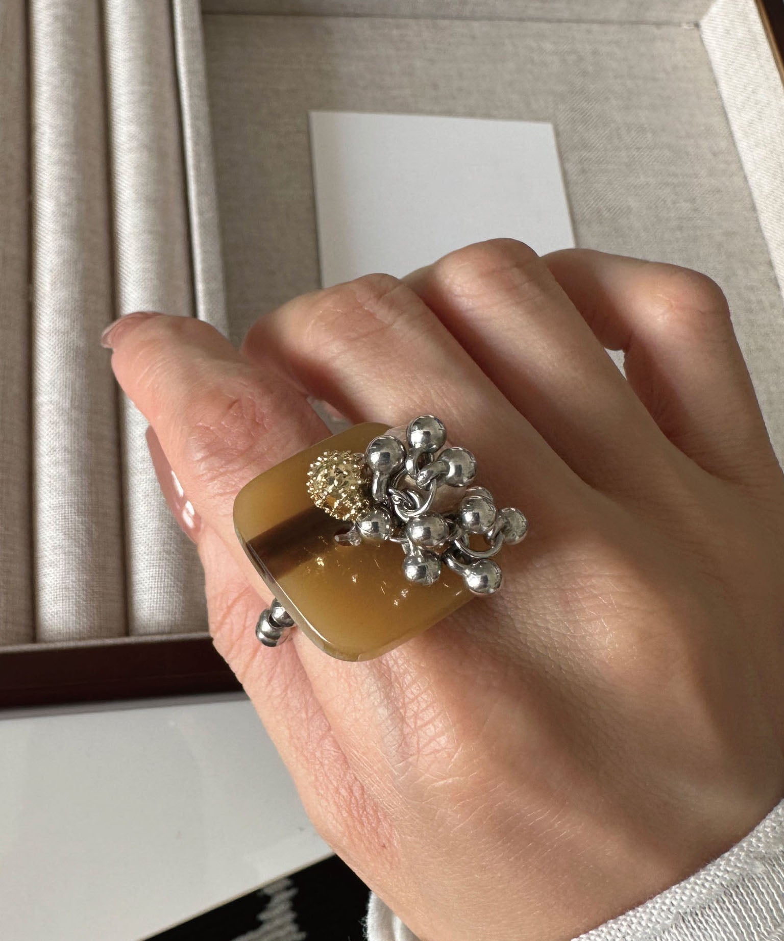 Dames Ring Onregelmatige Kralen Kwastje Design 2