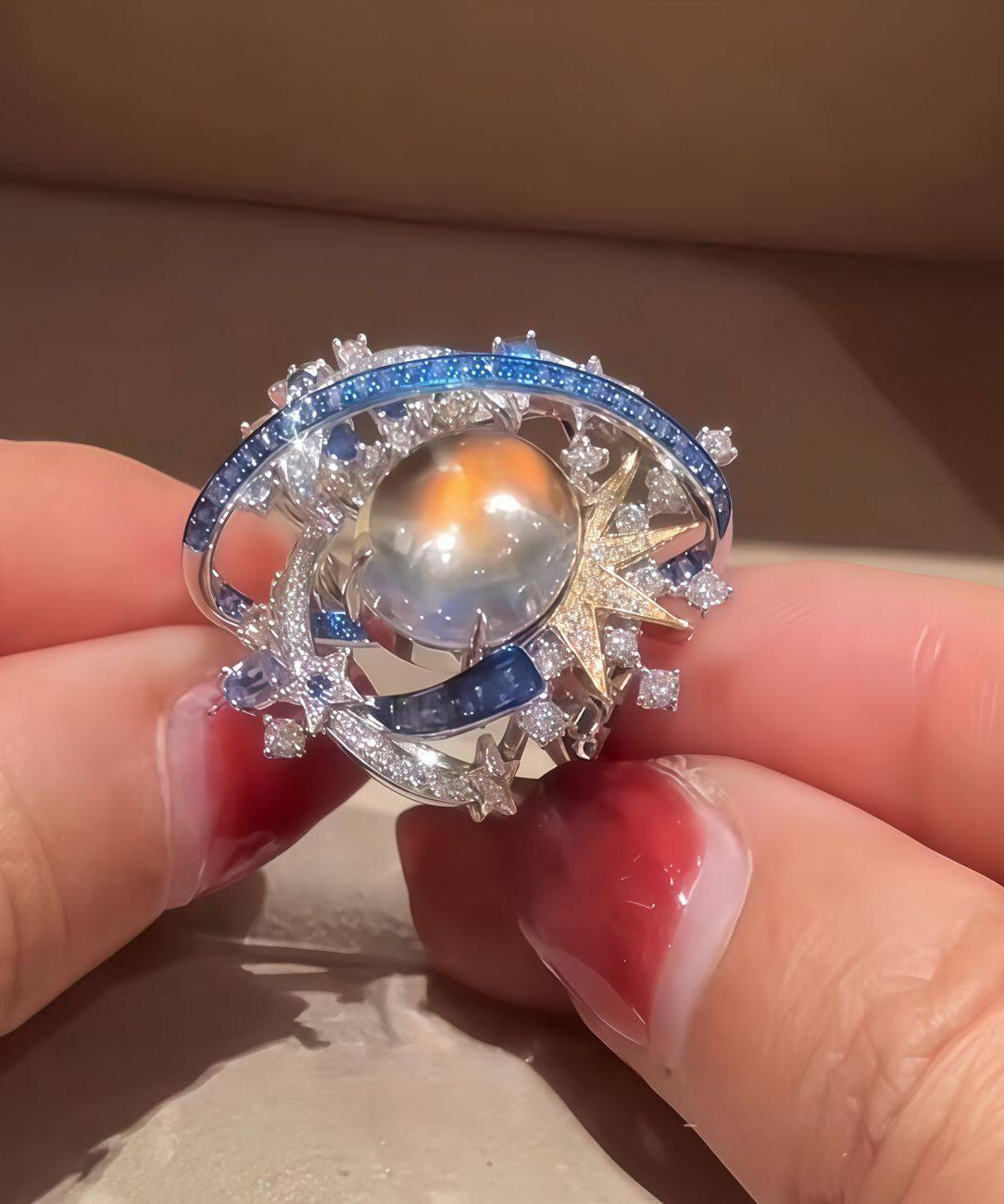 Dames Ring Set Met Sterren- en Planeetmotief 0