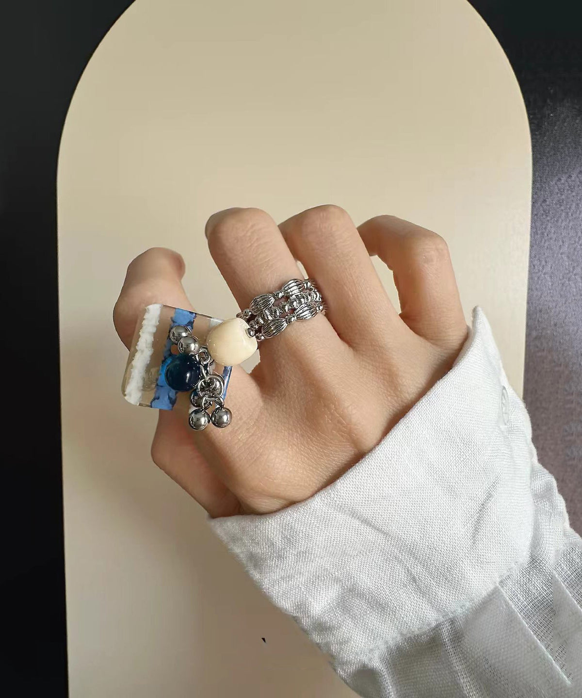 Dames Ringen Met Kwastjes Blauwe Accenten 1