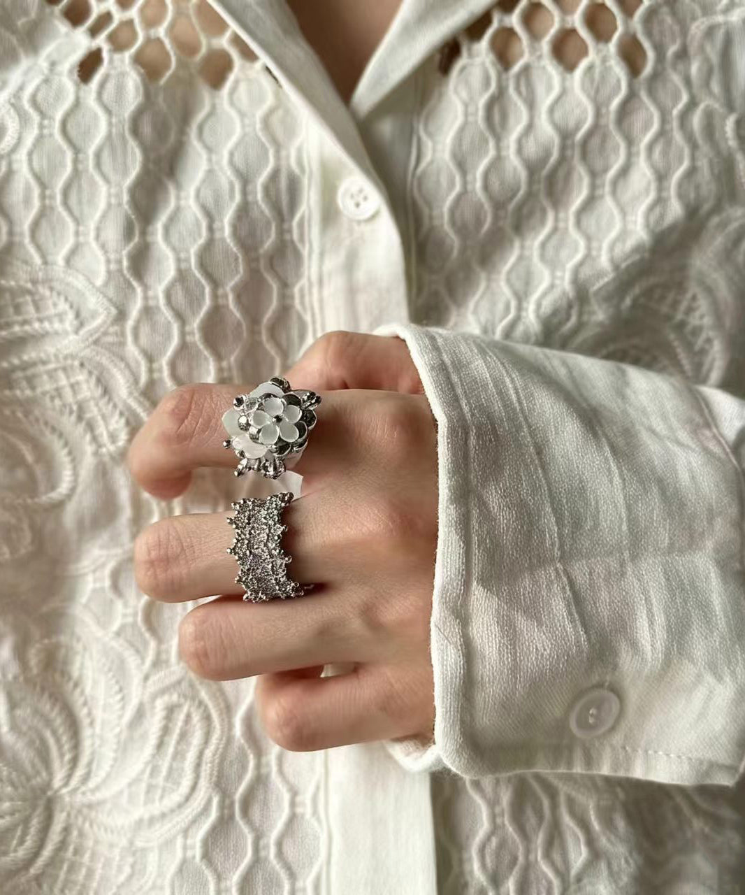 Dames Ringen Set Bloemenkralen Stretchstijl 2