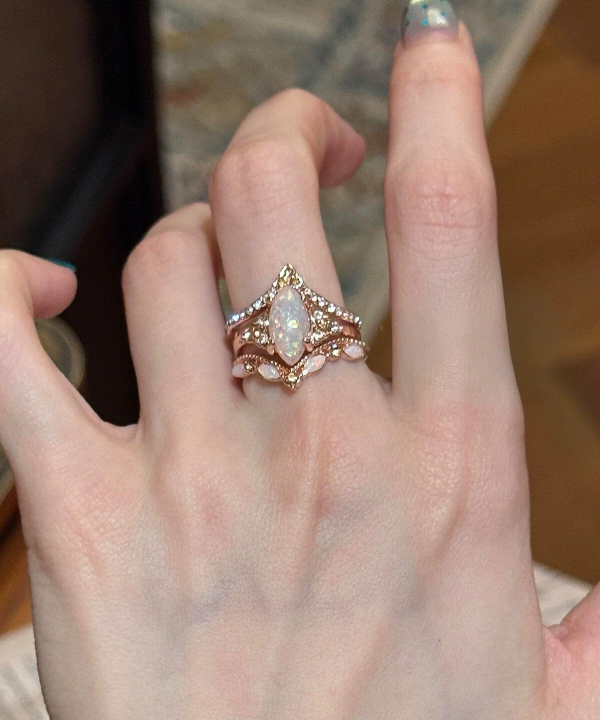 Dames Ringen Set Goudkleurig Met Zirkoon Accent 1