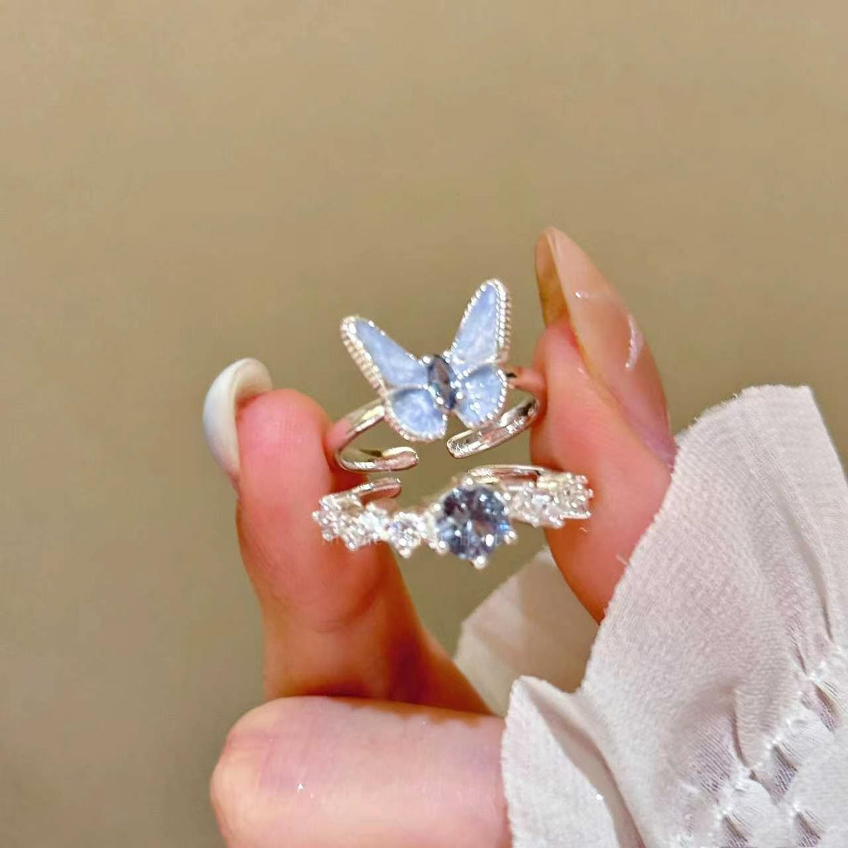 Dames Ringen Set Vlinder Stijl Blauw Accent 5