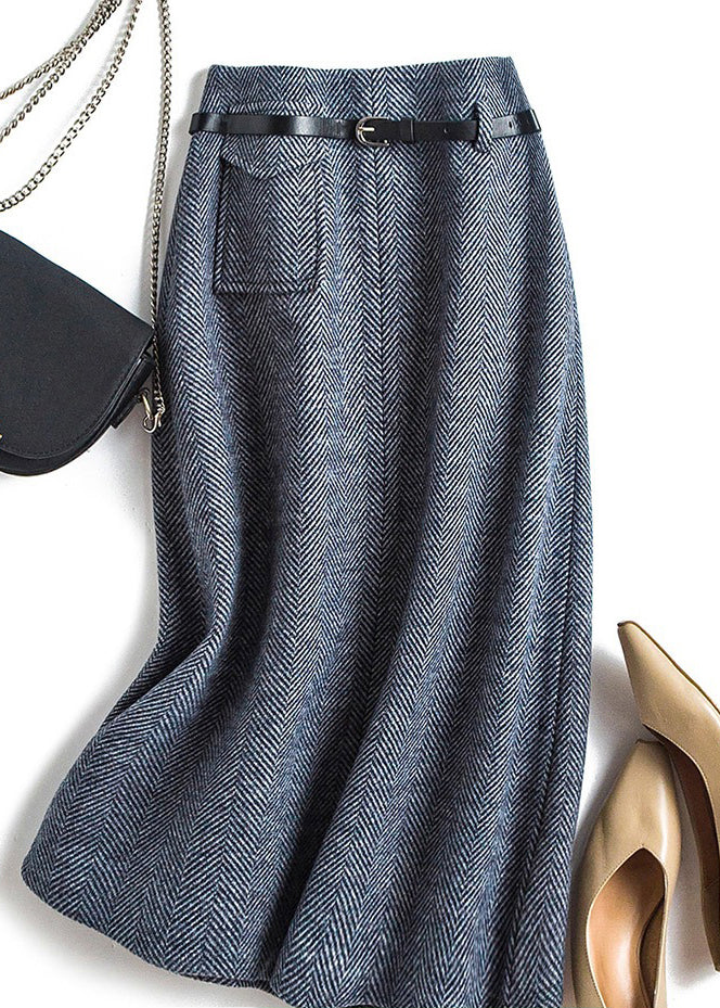 Dames Rok Hoge Taille A-Lijn Knielengte in Donkergrijs 0