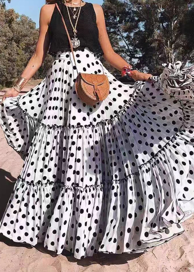 Dames Rok Losse Stippen Ruches Zomerstijl 1