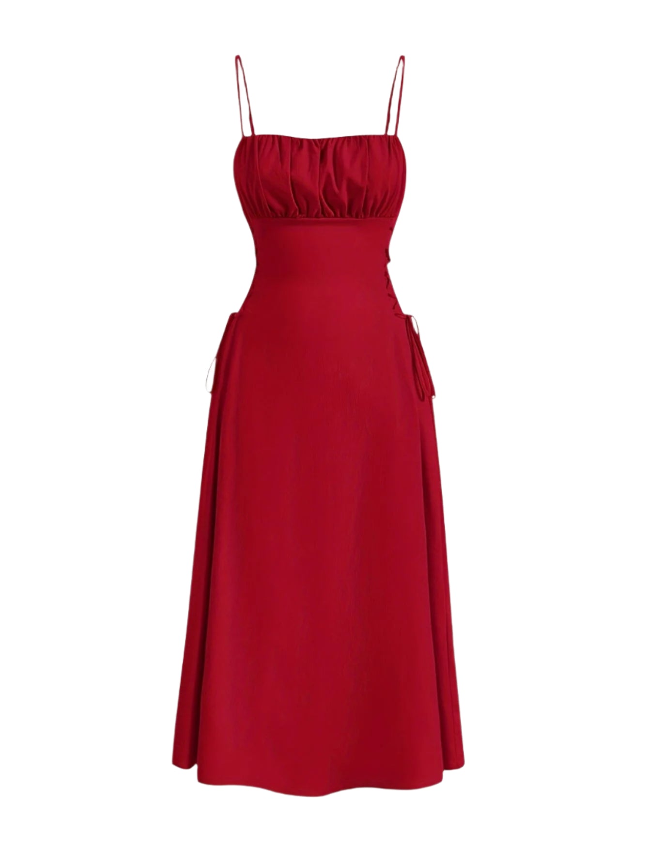 Dames Ruched Cami Jurk Met Vierkante Hals, Rugloos Ontwerp, Ideaal Voor Speciale Gelegenheden 0